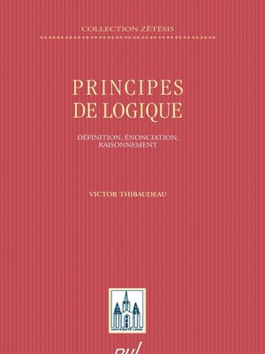 cover image of Principes de logique